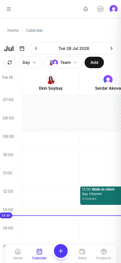 Velora mobile calendar