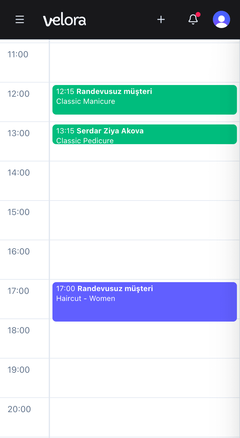 Salon uygulaması panel