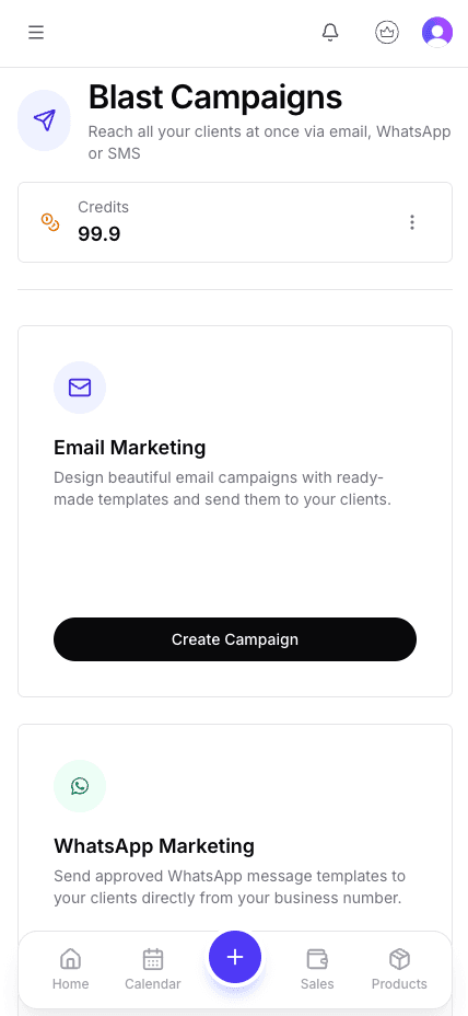 Velora mobile marketing screen